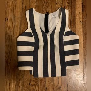 Milly Stripe V Neck Crop Top Size 6